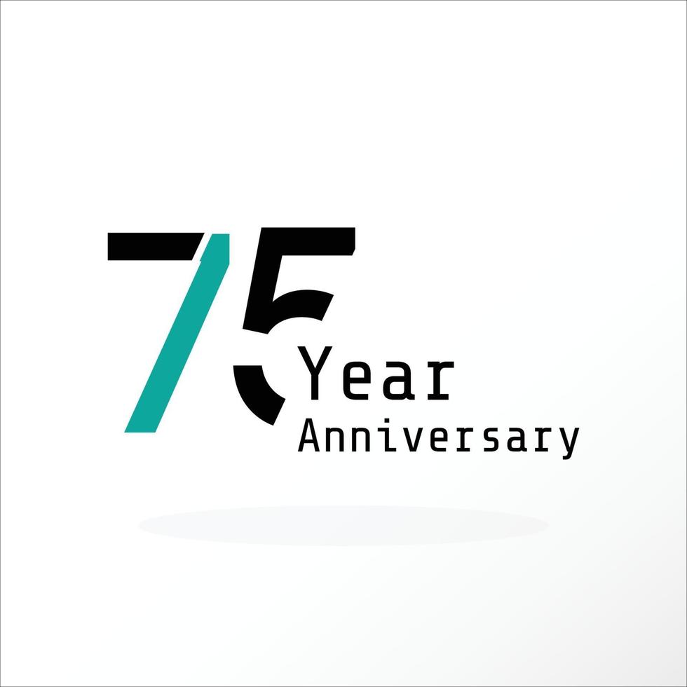 75 Year Anniversary Celebration Blue Color Vector Template Design Illustration