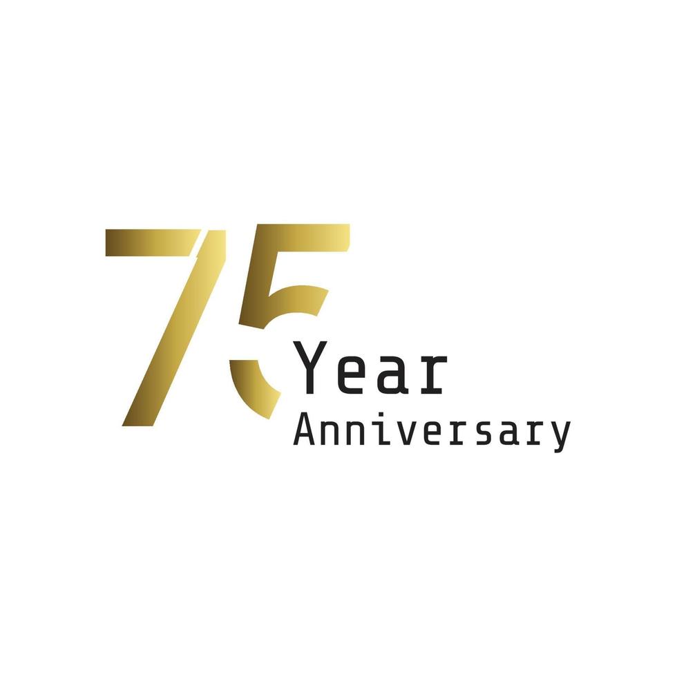 75 Year Anniversary Celebration Gold White Background Color Vector Template Design Illustration