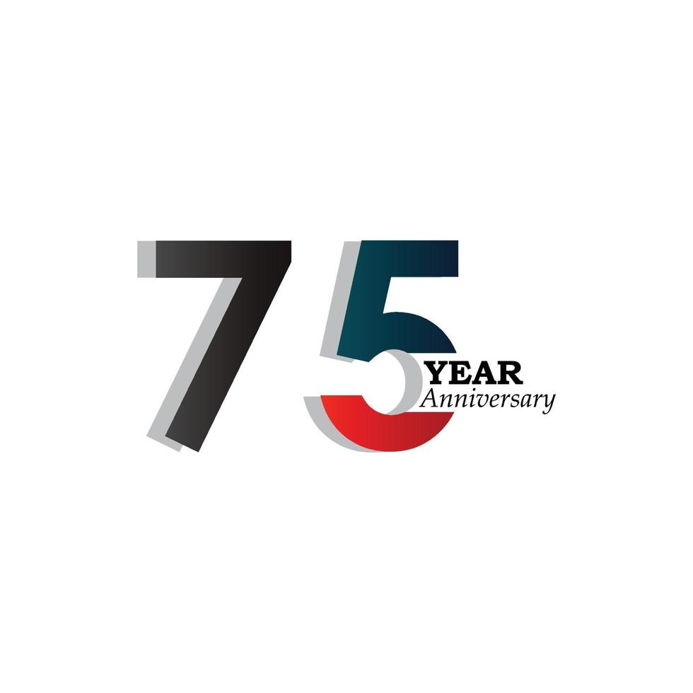 75 Year Anniversary Celebration Blue Color Vector Template Design Illustration