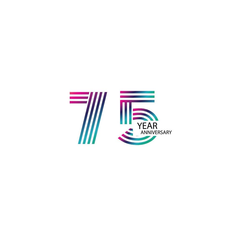 75 Year Anniversary Celebration Rainbow Color Vector Template Design Illustration