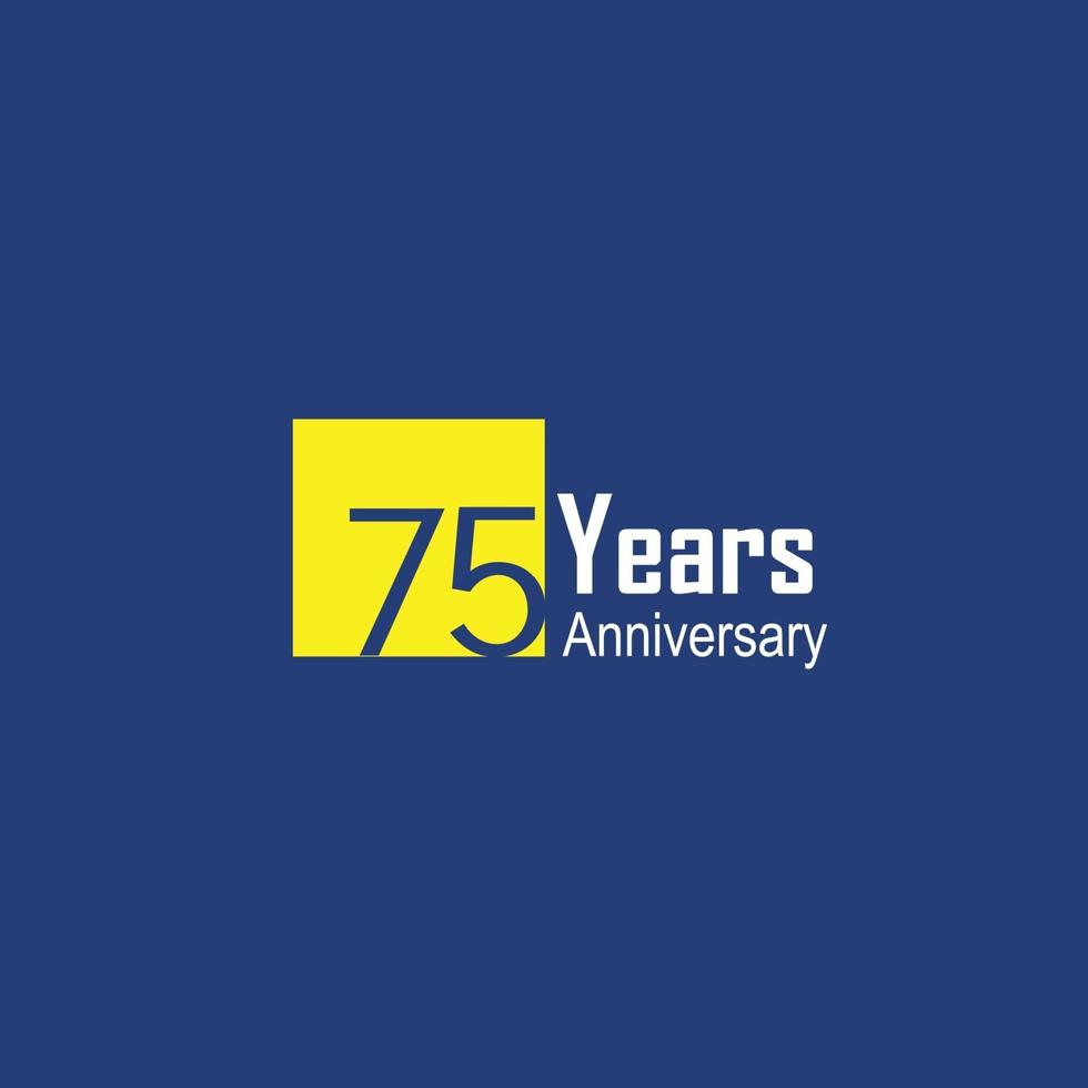 Ilustración de diseño de plantilla de vector de color azul celebración de aniversario de 75 años