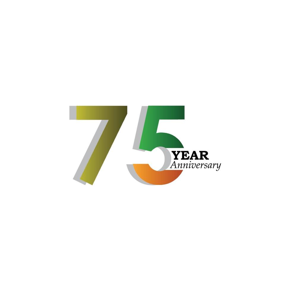 75 Year Anniversary Celebration Gold White Background Color Vector Template Design Illustration