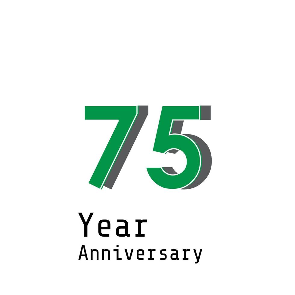 Ilustración de diseño de plantilla de vector de color verde de celebración de aniversario de 75 años