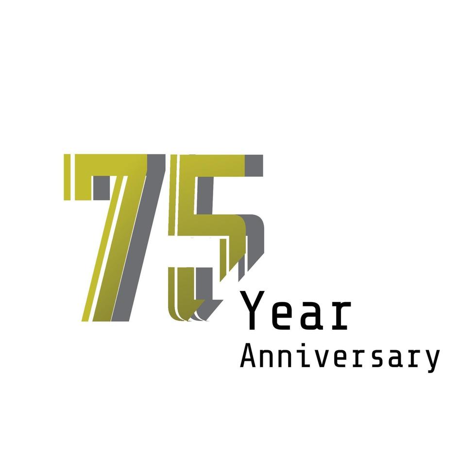 75 Year Anniversary Celebration Gold White Background Color Vector Template Design Illustration