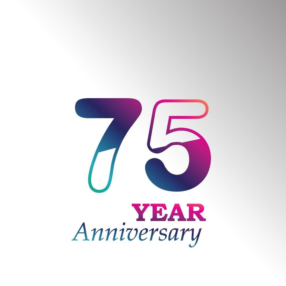 75 Year Anniversary Celebration Rainbow Color Vector Template Design Illustration