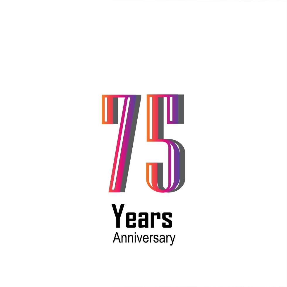 75 Year Anniversary Celebration Rainbow Color Vector Template Design Illustration
