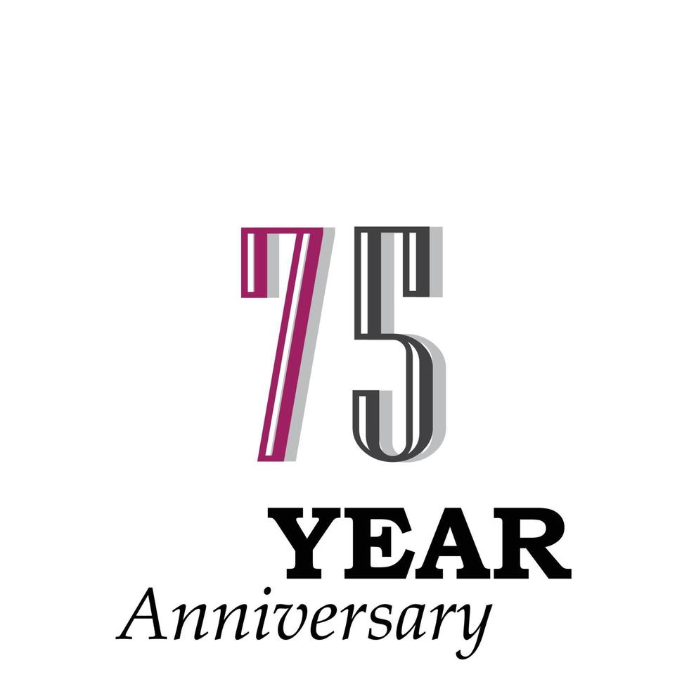 75 Year Anniversary Celebration Color Vector Template Design Illustration