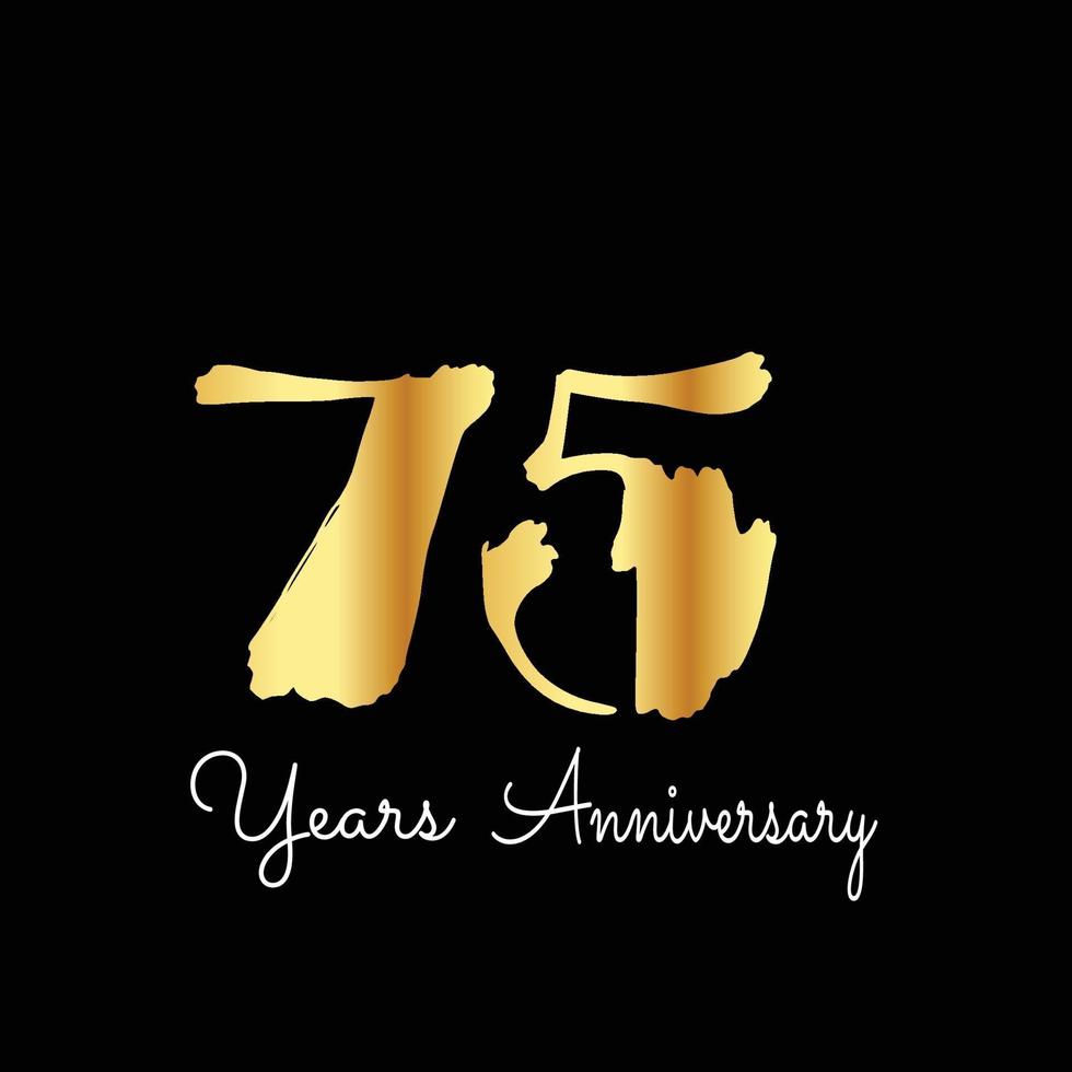 75 Year Anniversary Celebration Gold Black Background Color Vector Template Design Illustration