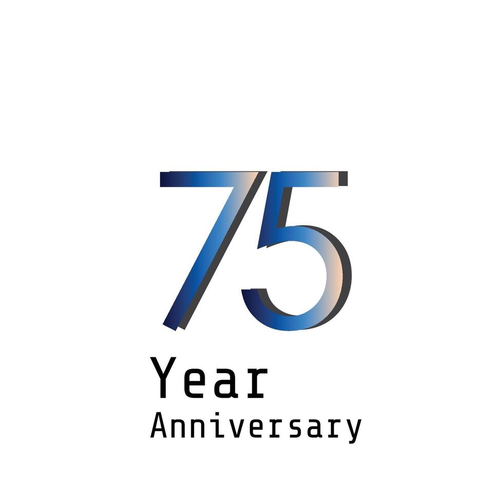 Ilustración de diseño de plantilla de vector de color azul celebración de aniversario de 75 años
