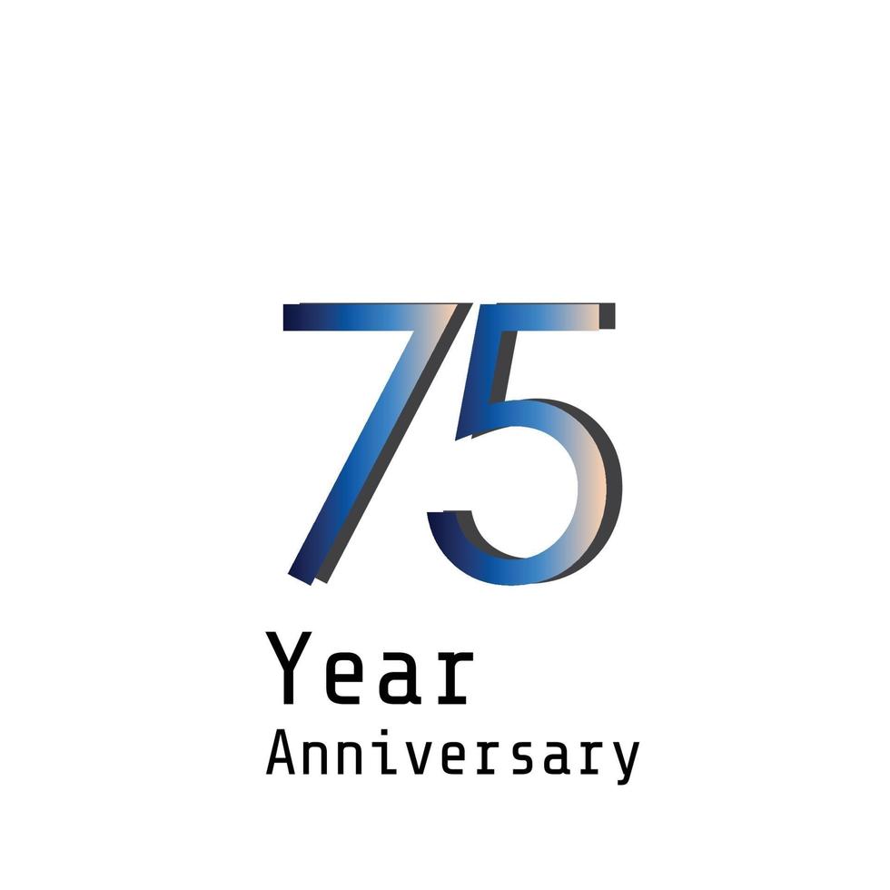 75 Year Anniversary Celebration Blue Color Vector Template Design Illustration