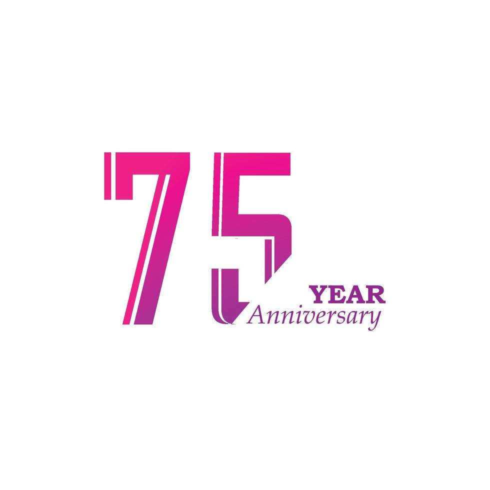 75 Year Anniversary Celebration Color Vector Template Design Illustration