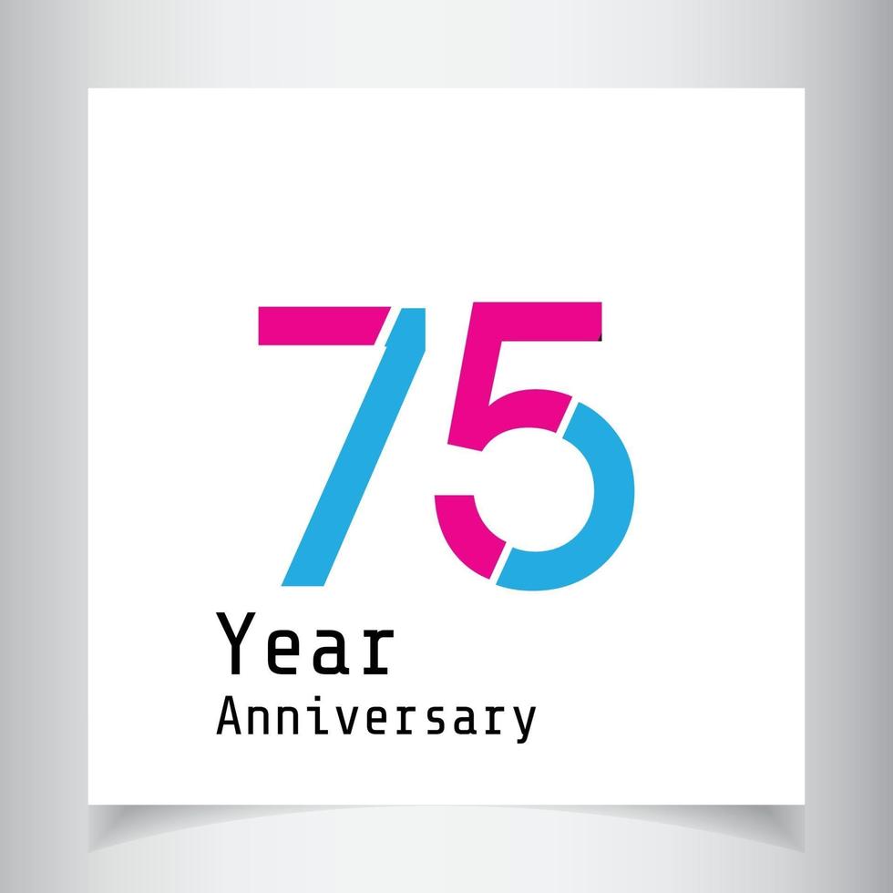 75 Year Anniversary Celebration Color Vector Template Design Illustration