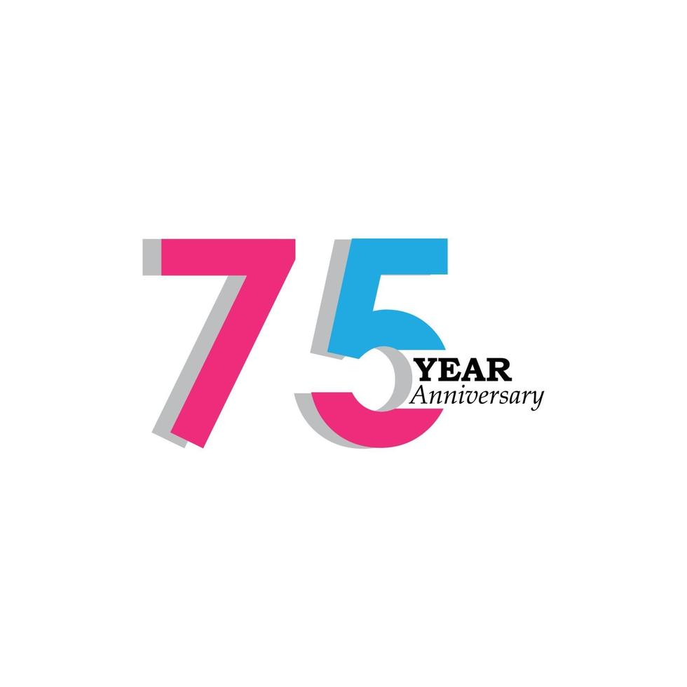 Ilustración de diseño de plantilla de vector de color de celebración de aniversario de 75 años