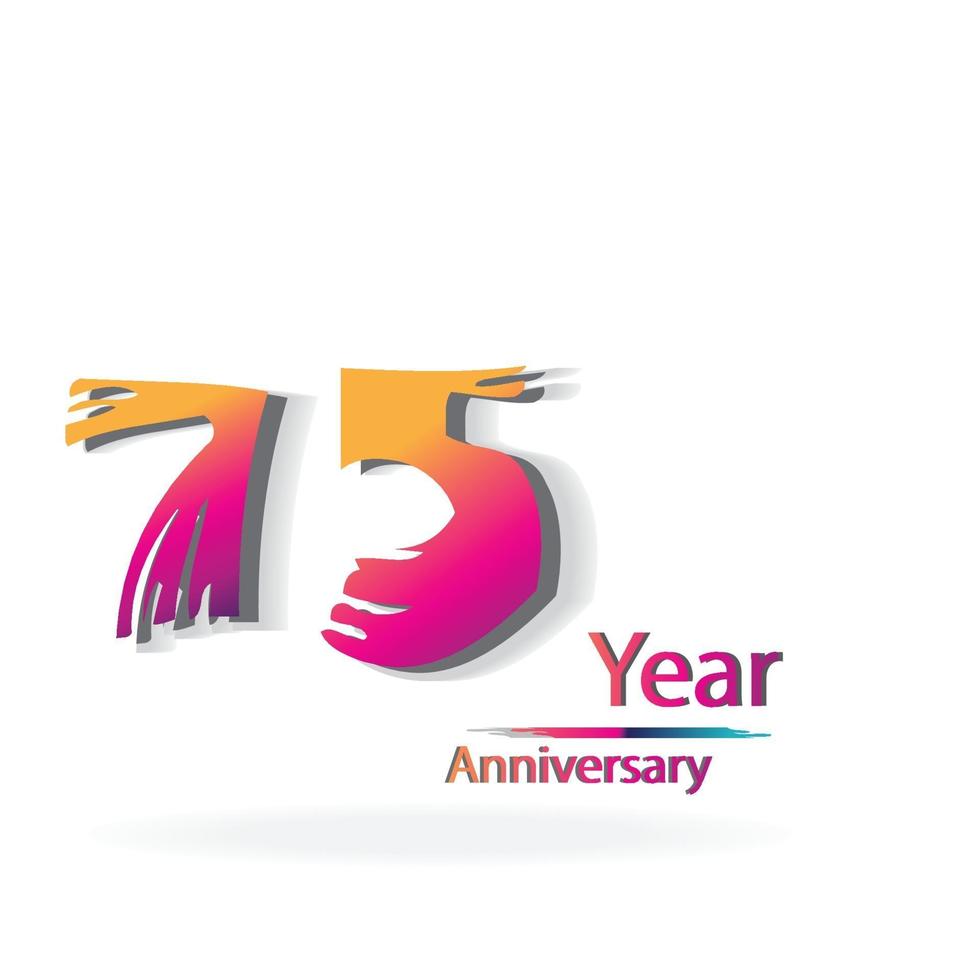 75 Year Anniversary Celebration Color Vector Template Design Illustration