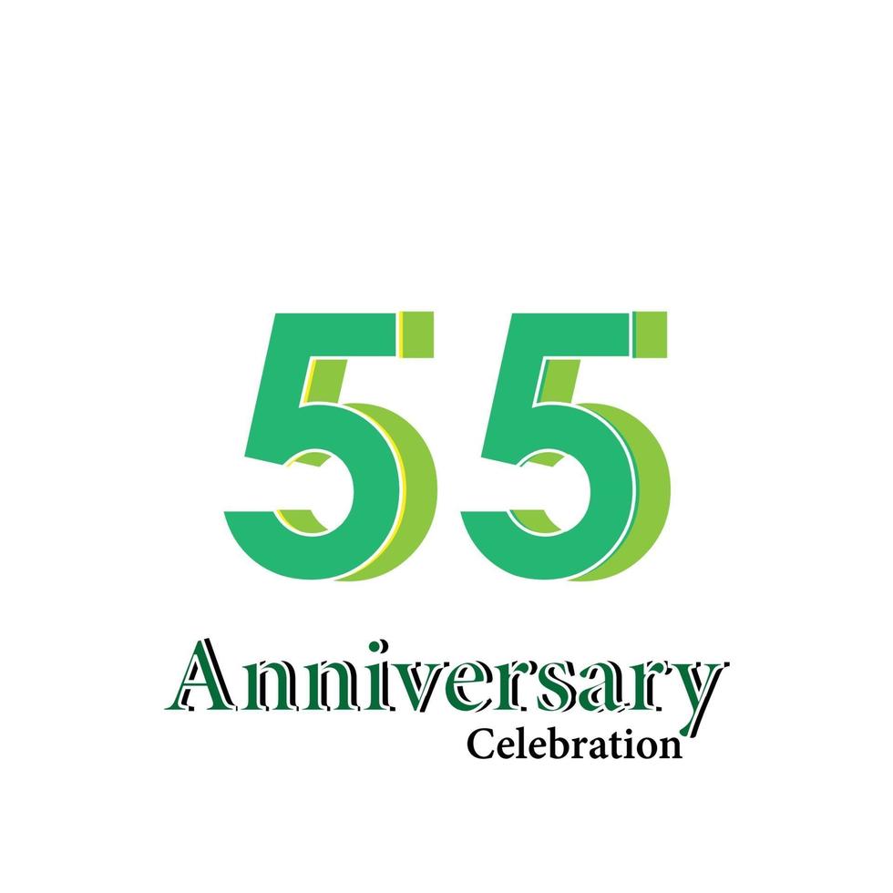 55 Year Anniversary Celebration Green Color Vector Template Design