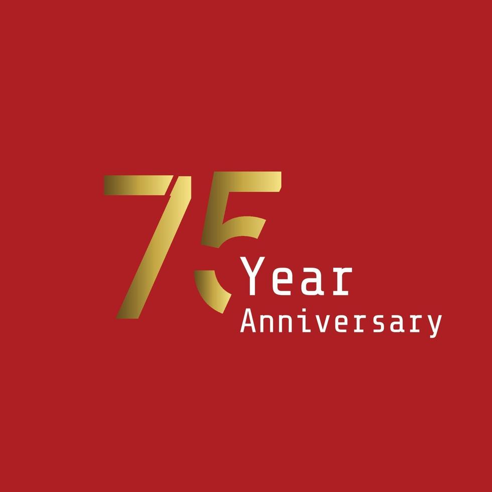 75 Year Anniversary Celebration Gold Red Background Color Vector Template Design Illustration