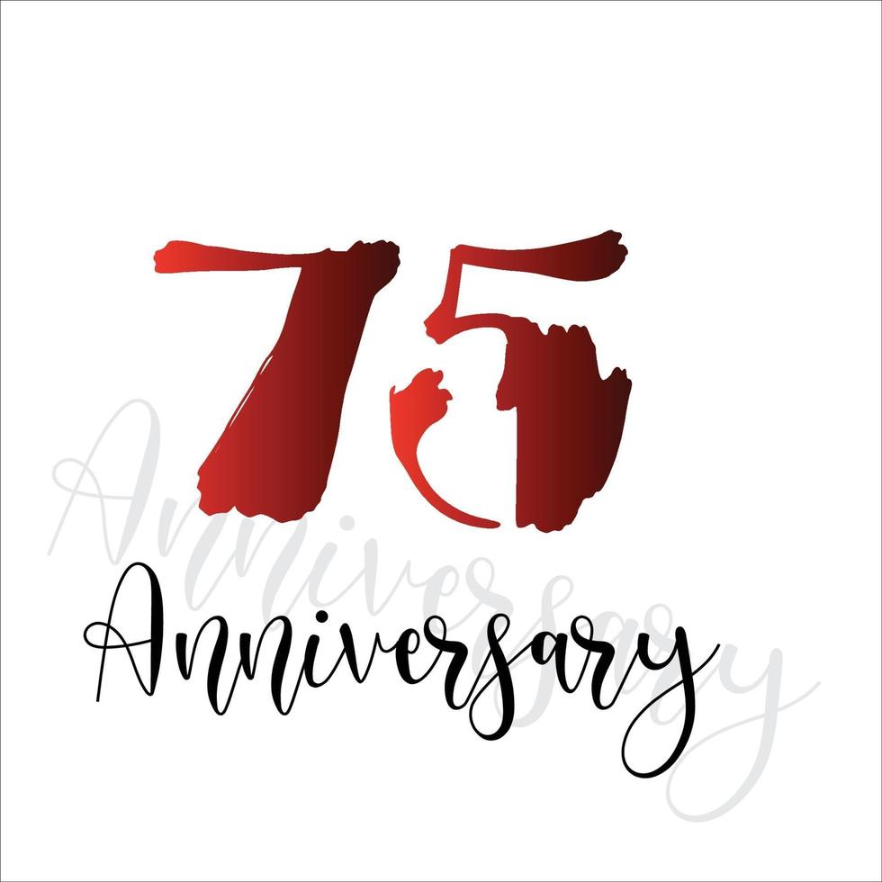 75 Year Anniversary Celebration Red Color Vector Template Design Illustration