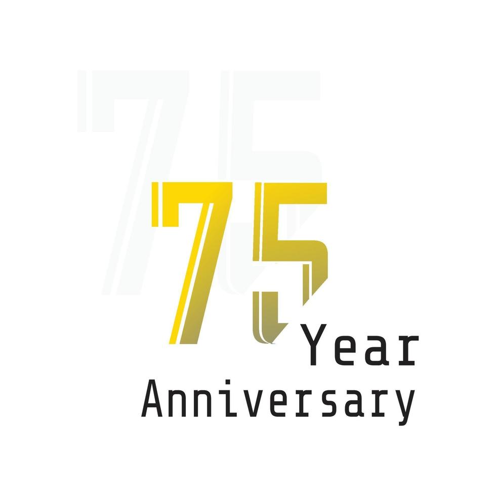 75 Year Anniversary Celebration Yellow Color Vector Template Design Illustration