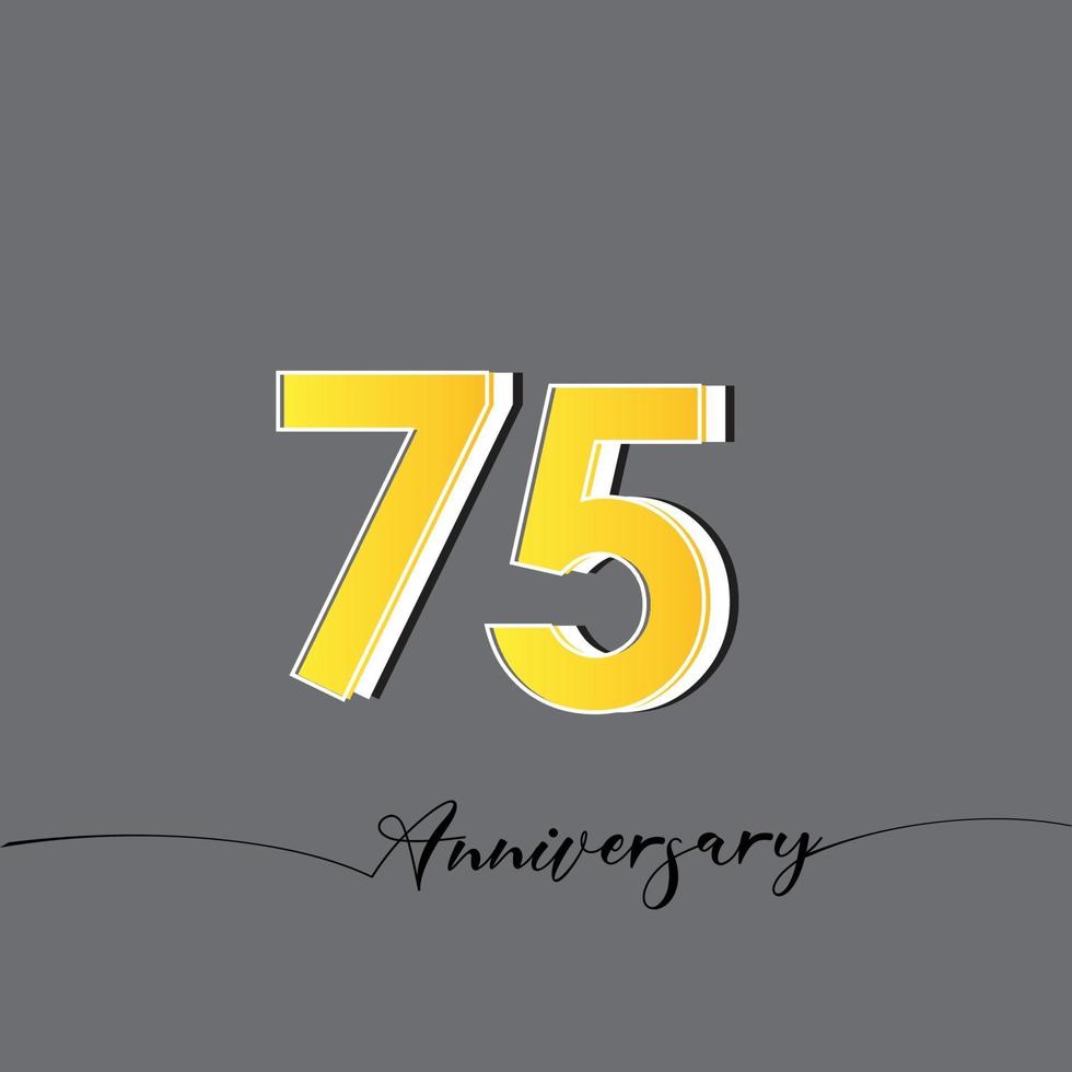 Ilustración de diseño de plantilla de vector de color amarillo celebración de aniversario de 75 años