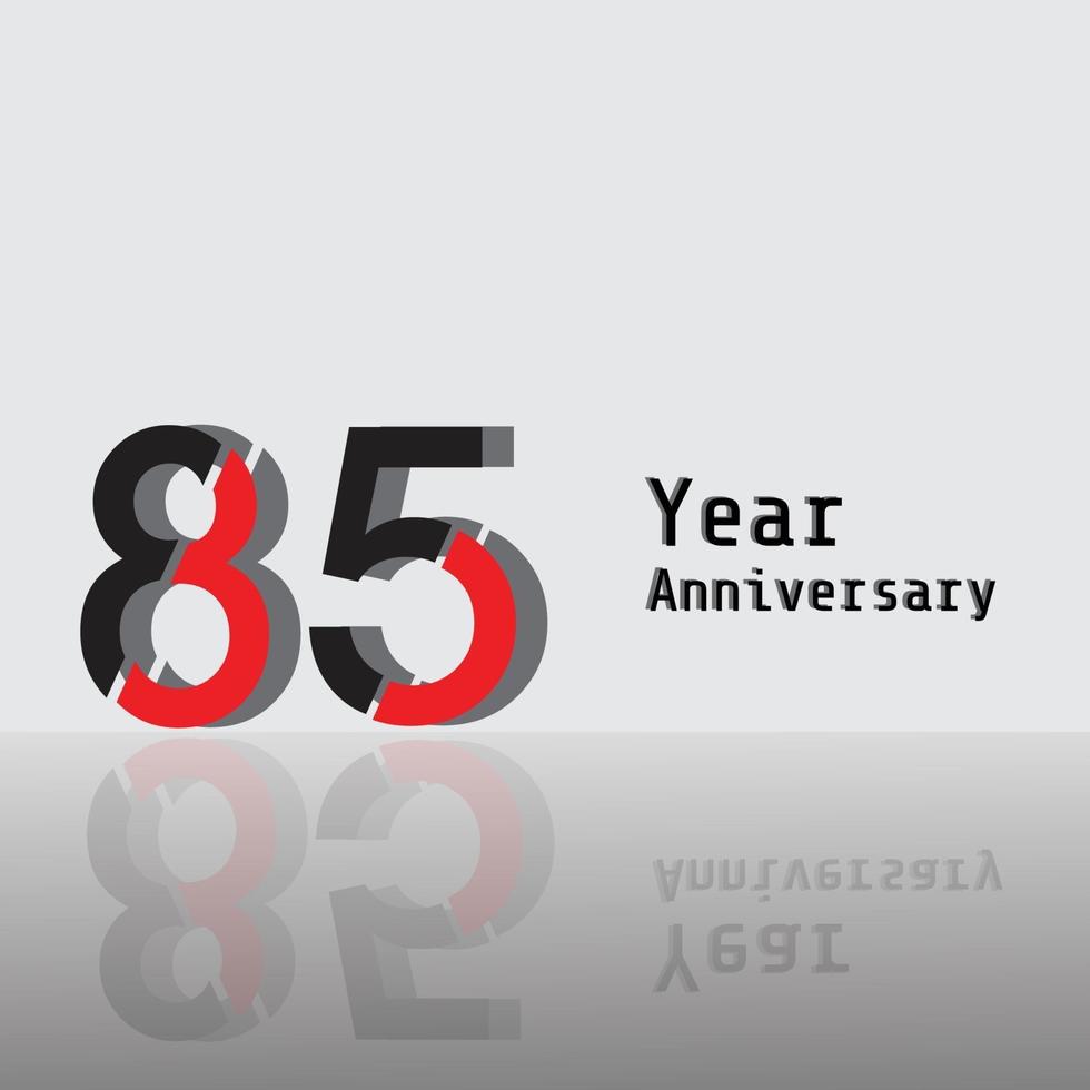 85 Year Anniversary Celebration Red Color Vector Template Design Illustration