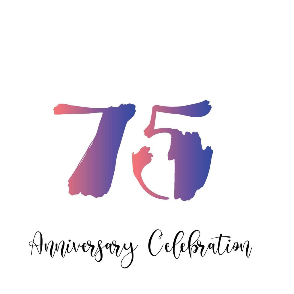 Ilustración de diseño de plantilla de vector de color de celebración de aniversario de 75 años