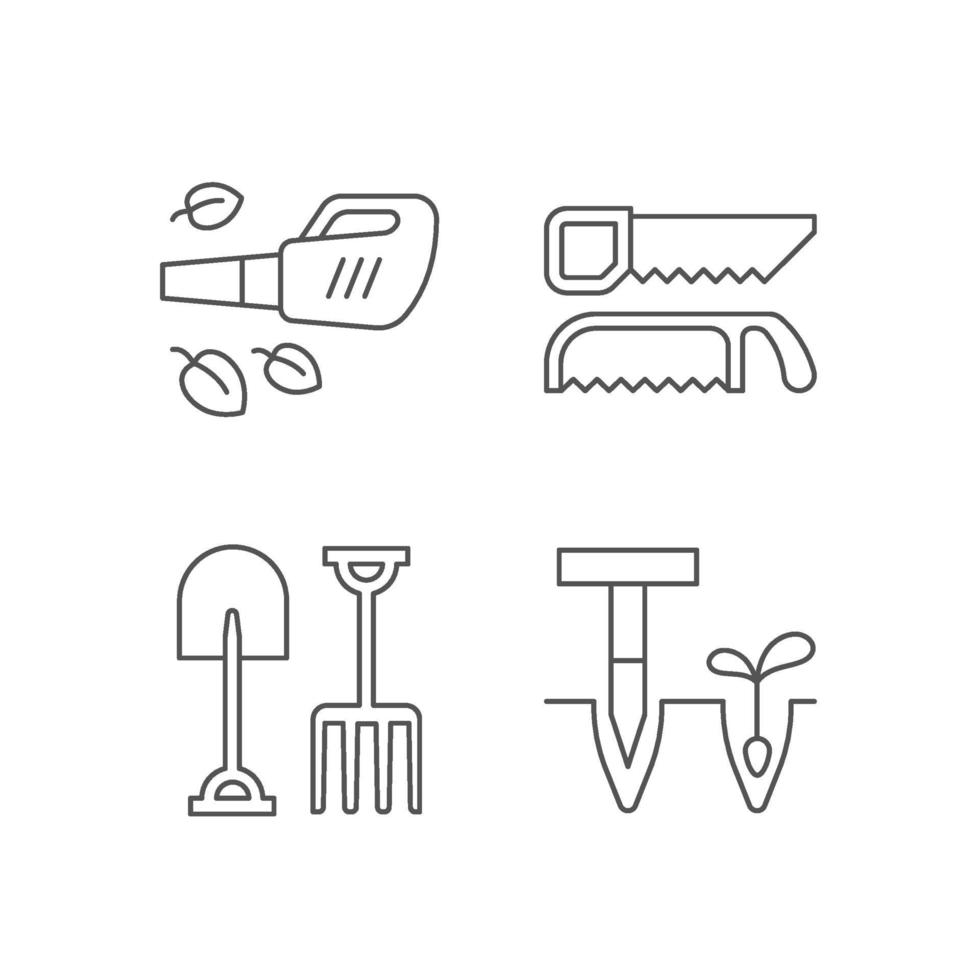 conjunto de iconos lineales de instrumentos de jardín vector