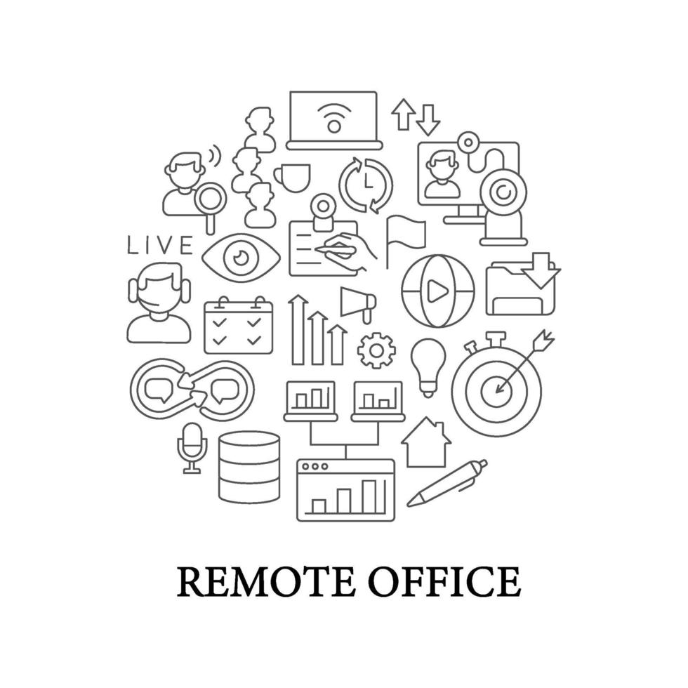 Remote office abstract linear concept layout with headline vector