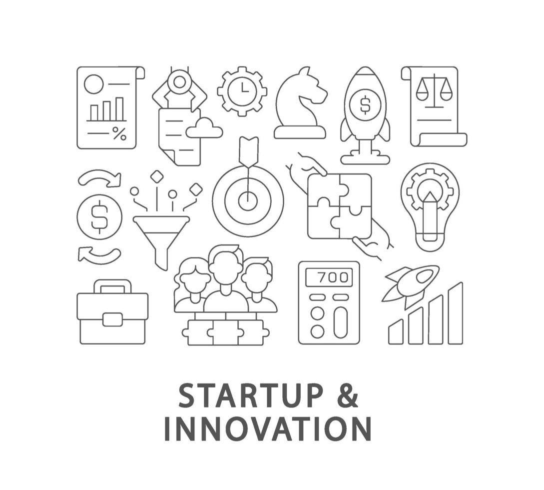Startup and innovation abstract linear concept layout with headline vector