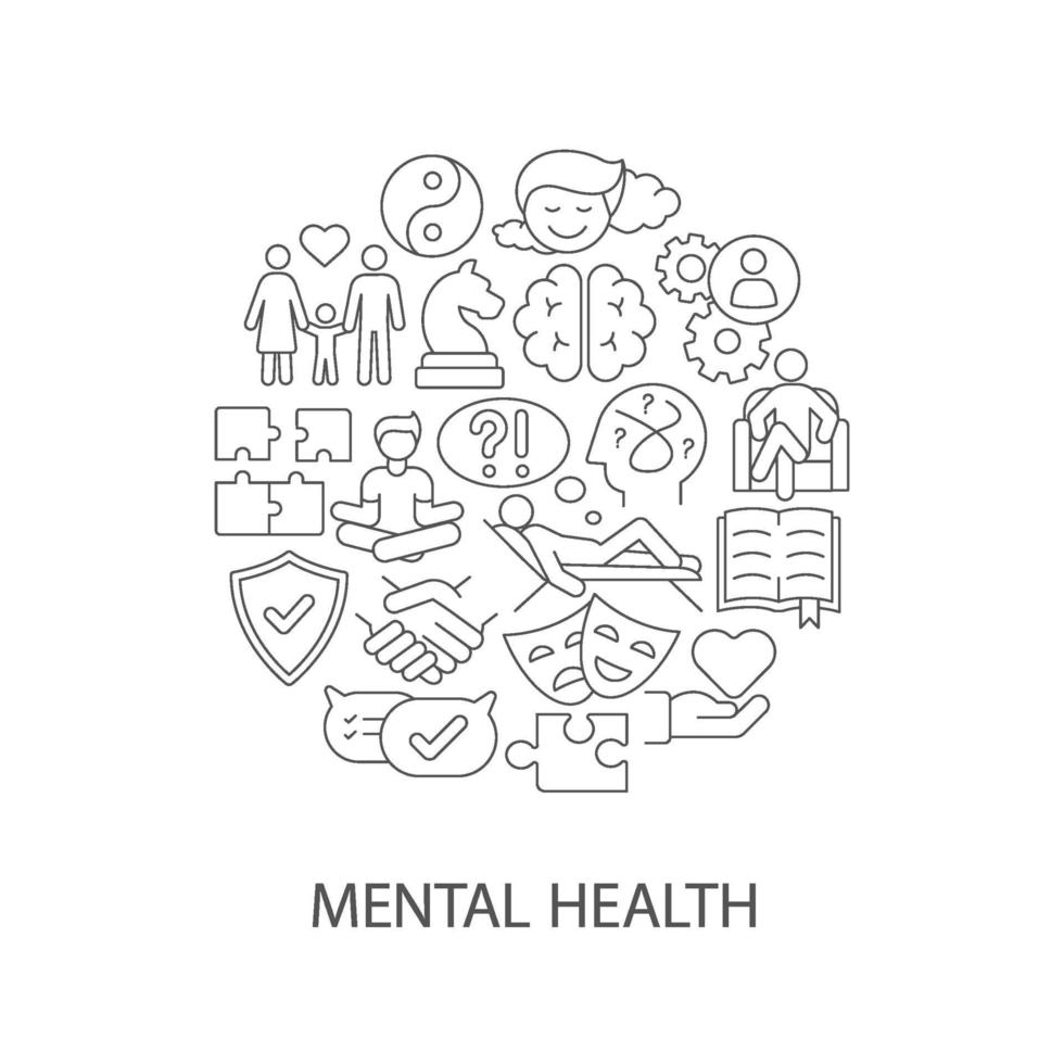 Mental health abstract linear concept layout with headline vector