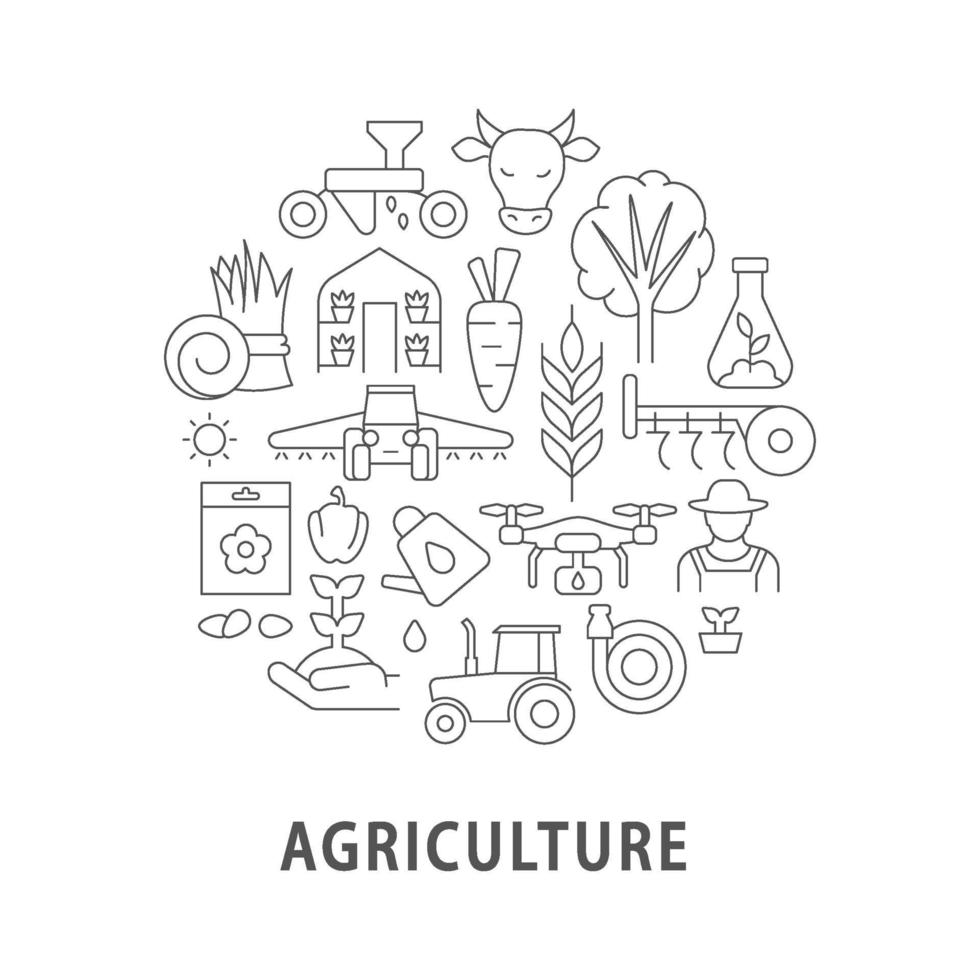 Agriculture abstract linear concept layout with headline vector