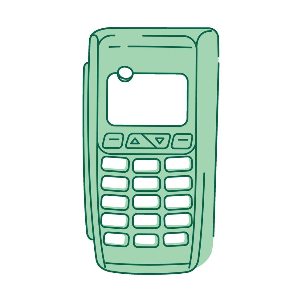 NFC device, payment terminal green linear object vector