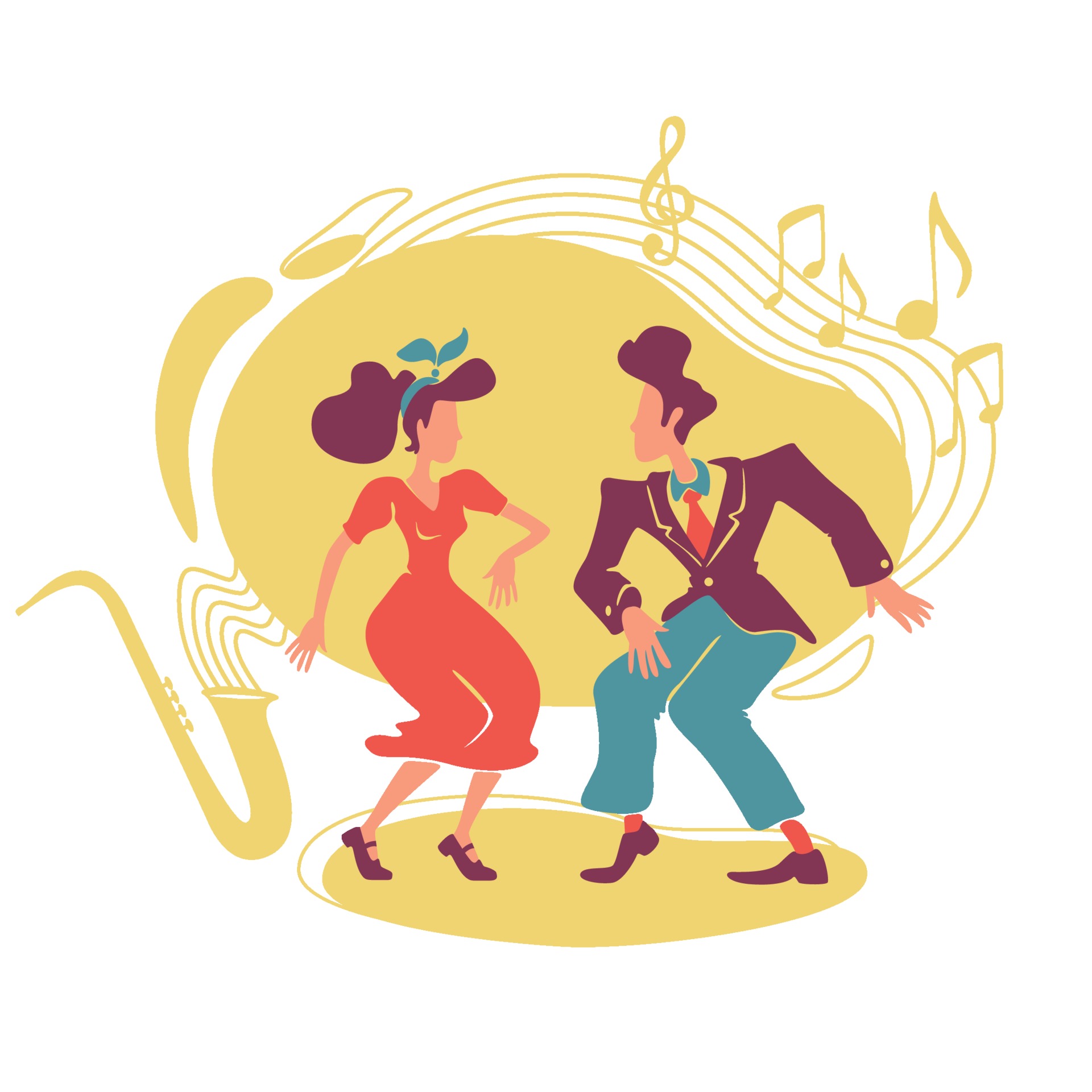 Swing jazz party 2D vector web banner, poster 2213389 Vector Art at