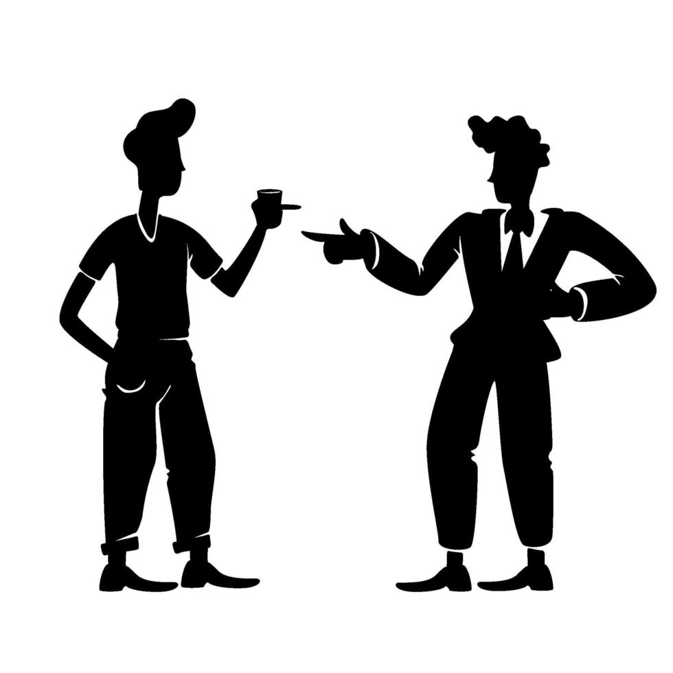 Old school guys greeting black silhouette illustration vector