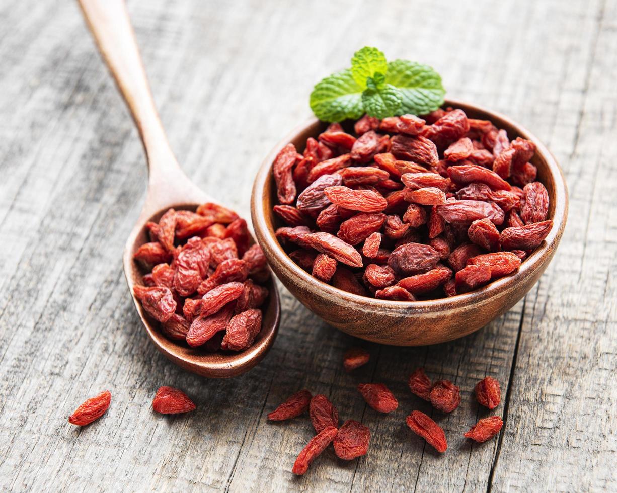 Dry red goji berries for a healthy diet photo