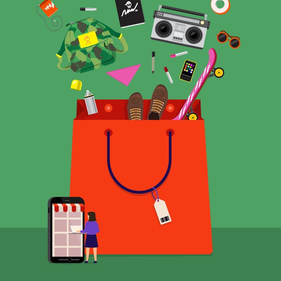 bolsa de compras online vector