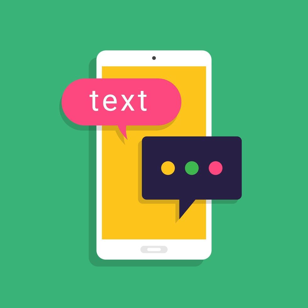 mensaje de concepto de diseño plano y chat. presente por mensaje de texto de icono. vector ilustrar