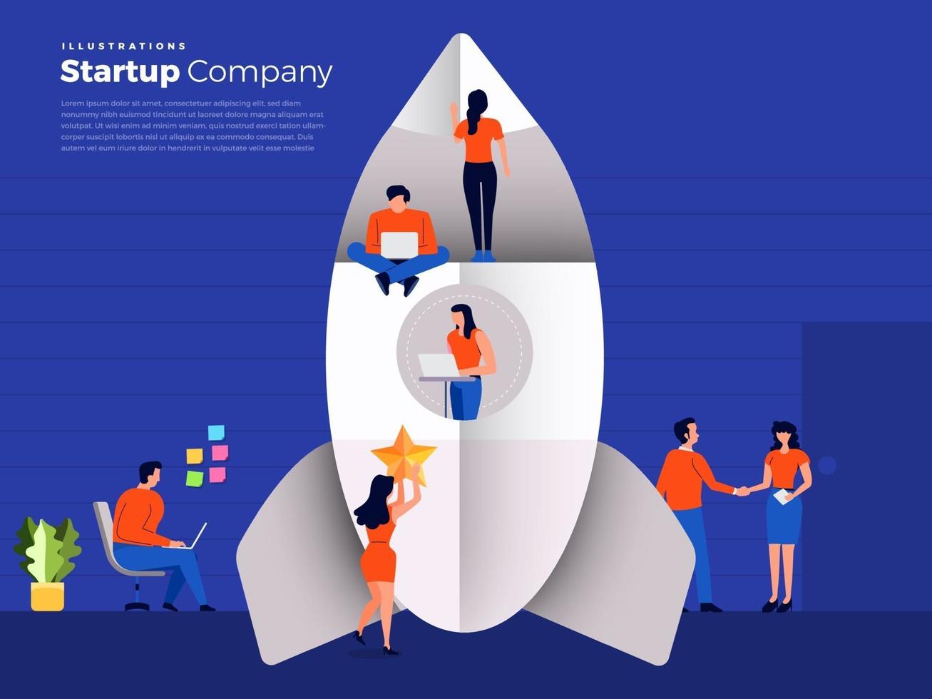 trabajo en equipo de la empresa stratup vector