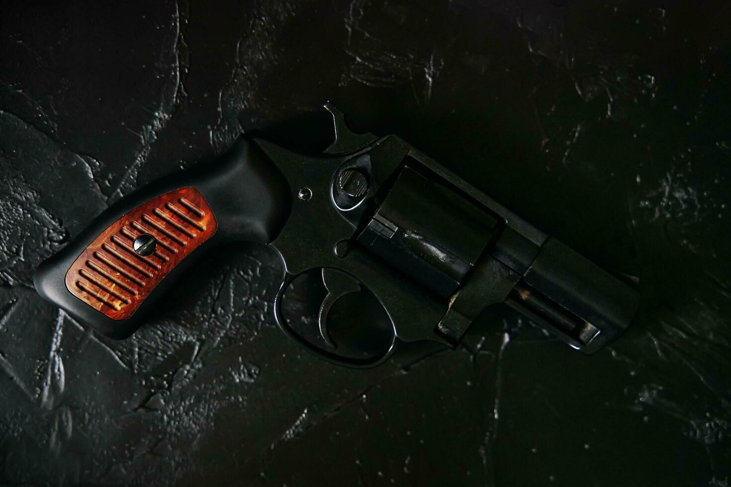 Revolver with wooden handle and drum photo