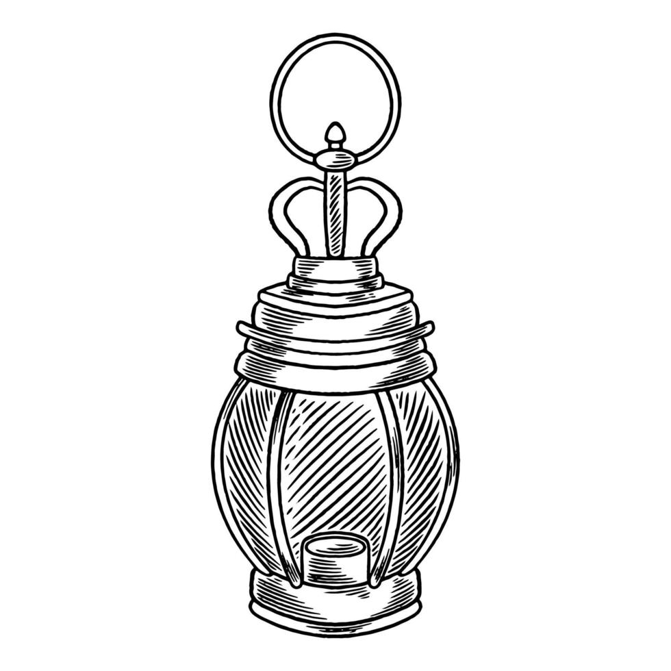 Arabic lined lanterns. Ramadan celebration vintage engraved illustration, hand drawn design. Traditional hanging lamps with arabian decoration for Muslim Community Festivals celebration concept vector