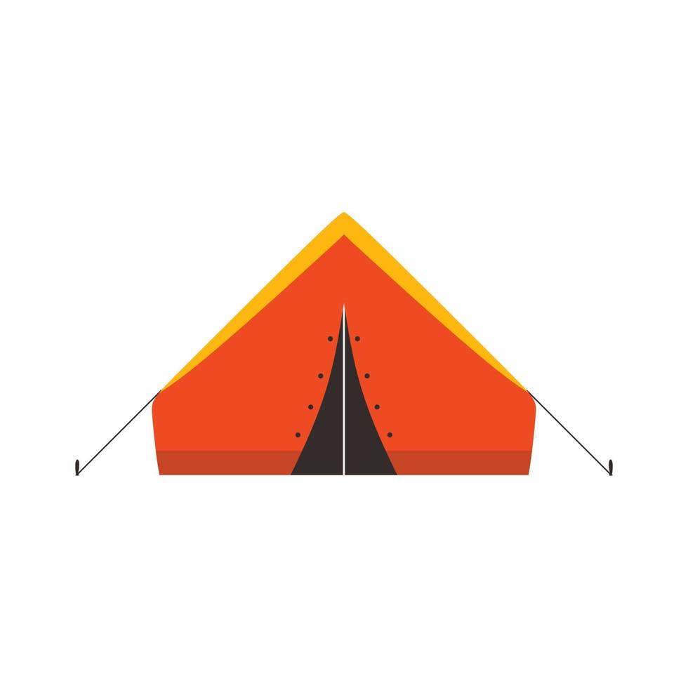 Tent camping in outdoor travel with summer forest cartoon style. Equipment for outdoor picnics. Adventure and vacation concept. Vector flat illustration for nature tourism, journey, adventure.