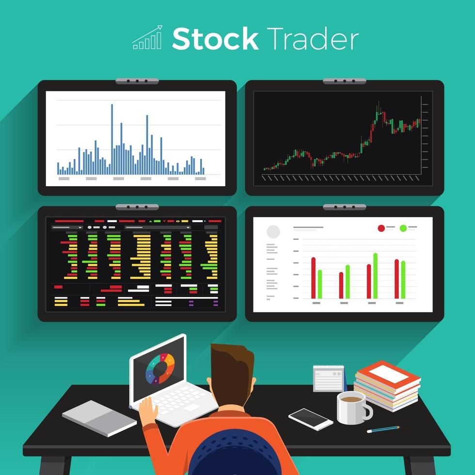 Stock trader exchange vector