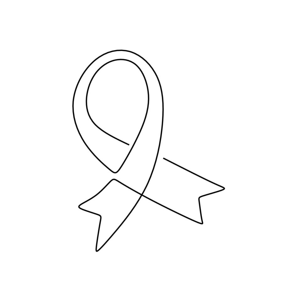 One line logo design of breast cancer charity badge ribbon. National ...