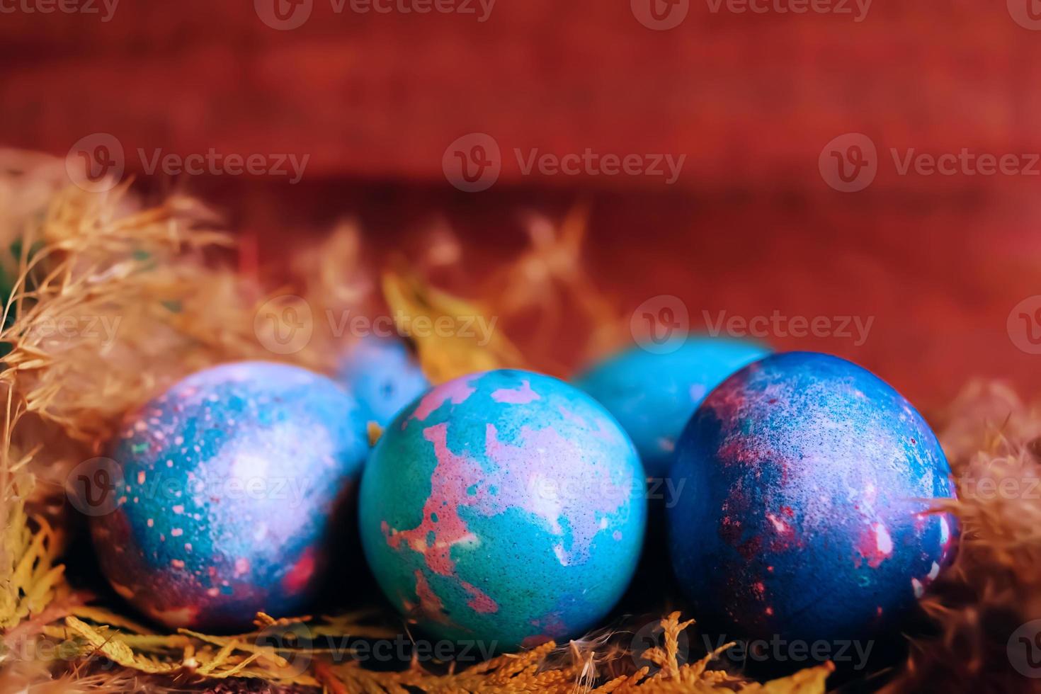 Easter eggs in the nest photo
