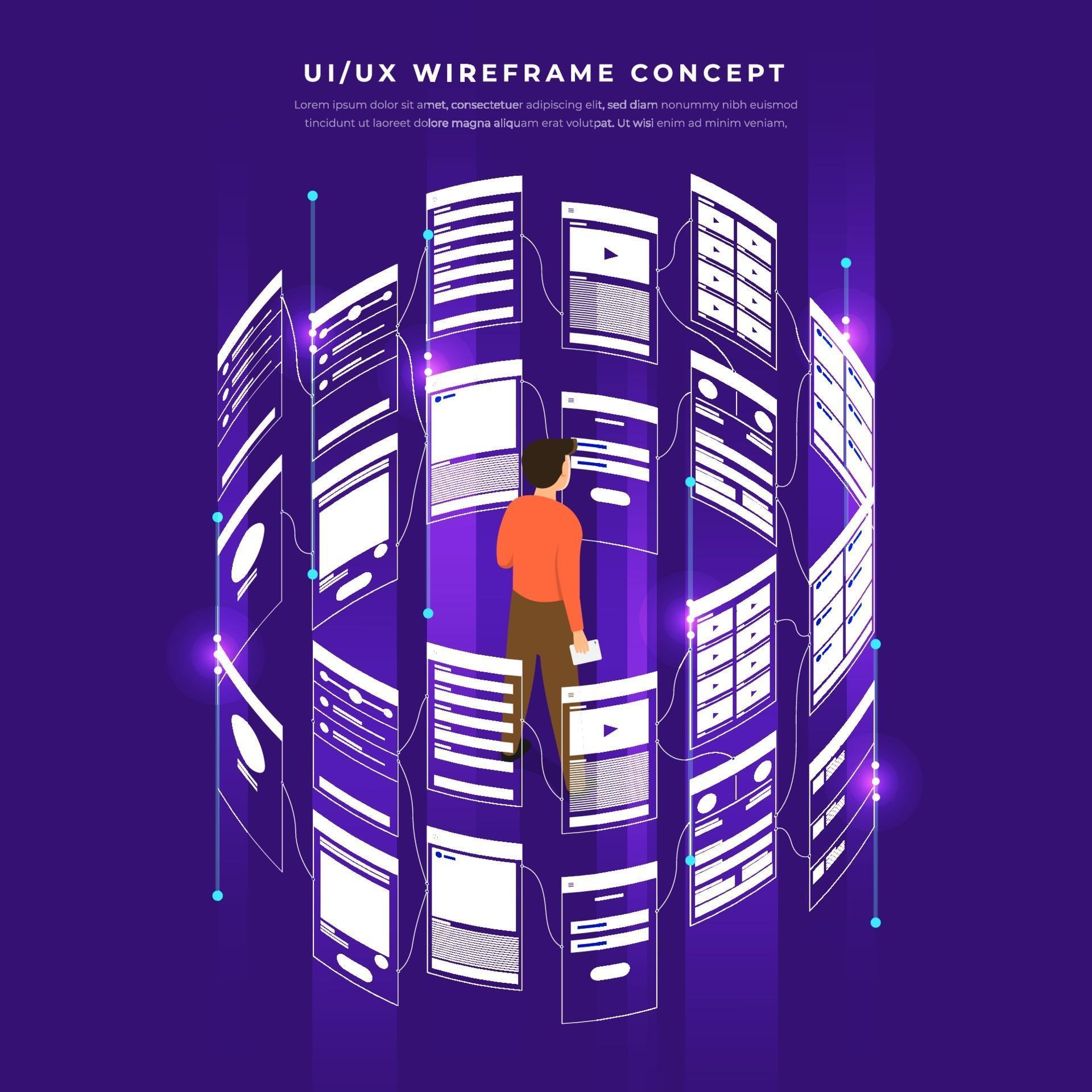 Download UX UI Flowchart. Mock-ups mobile application concept isometric flat design. Vector illustration ...