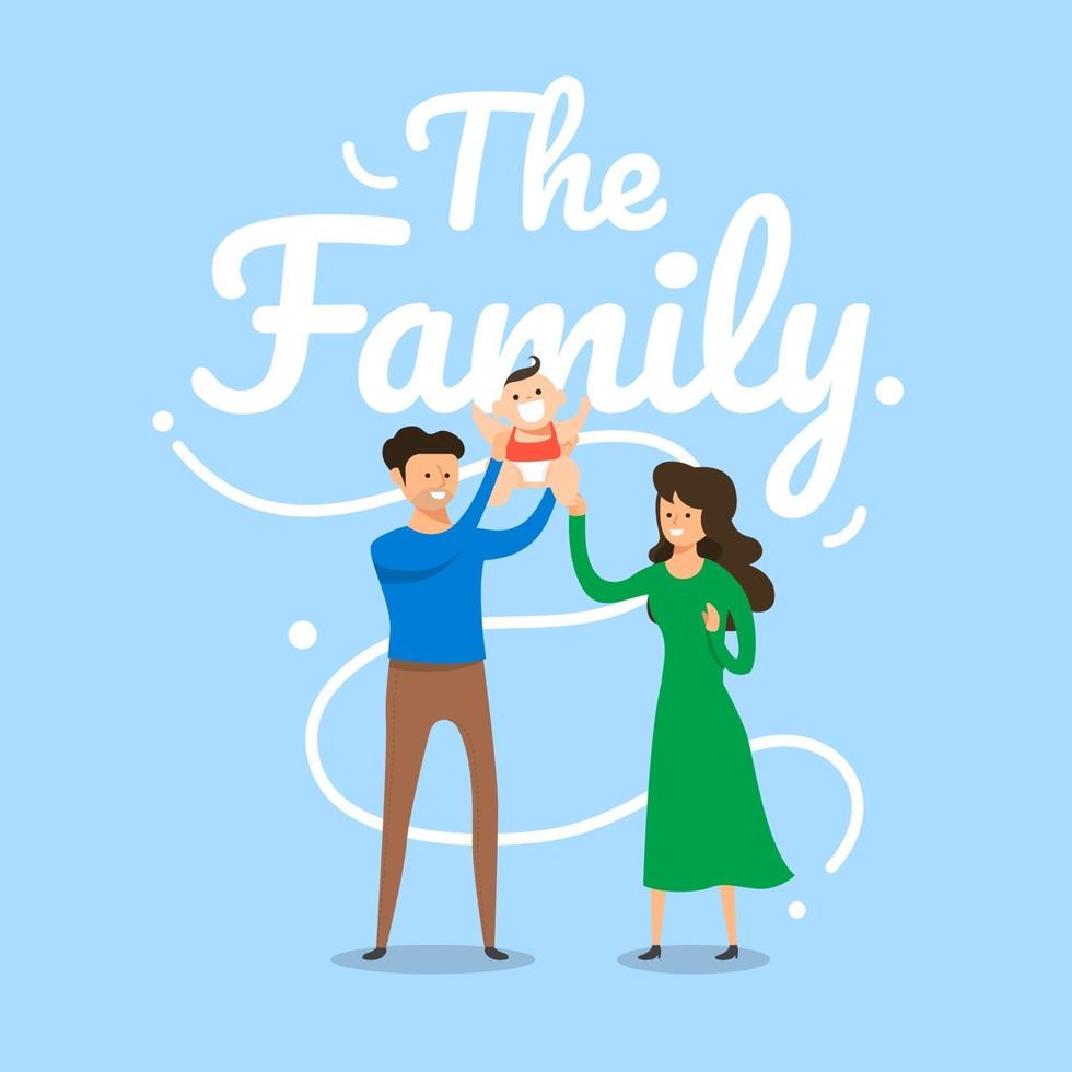 flat design concept family have a father, motherand children. Vector illustrations.