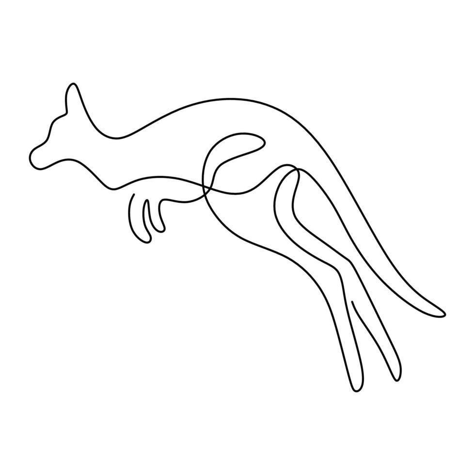 One continuous line drawing of funny standing kangaroo. Australian animal mascot concept for travel tourism campaign icon. Animals rescue conservation park icon. Hand drawn minimalist style vector