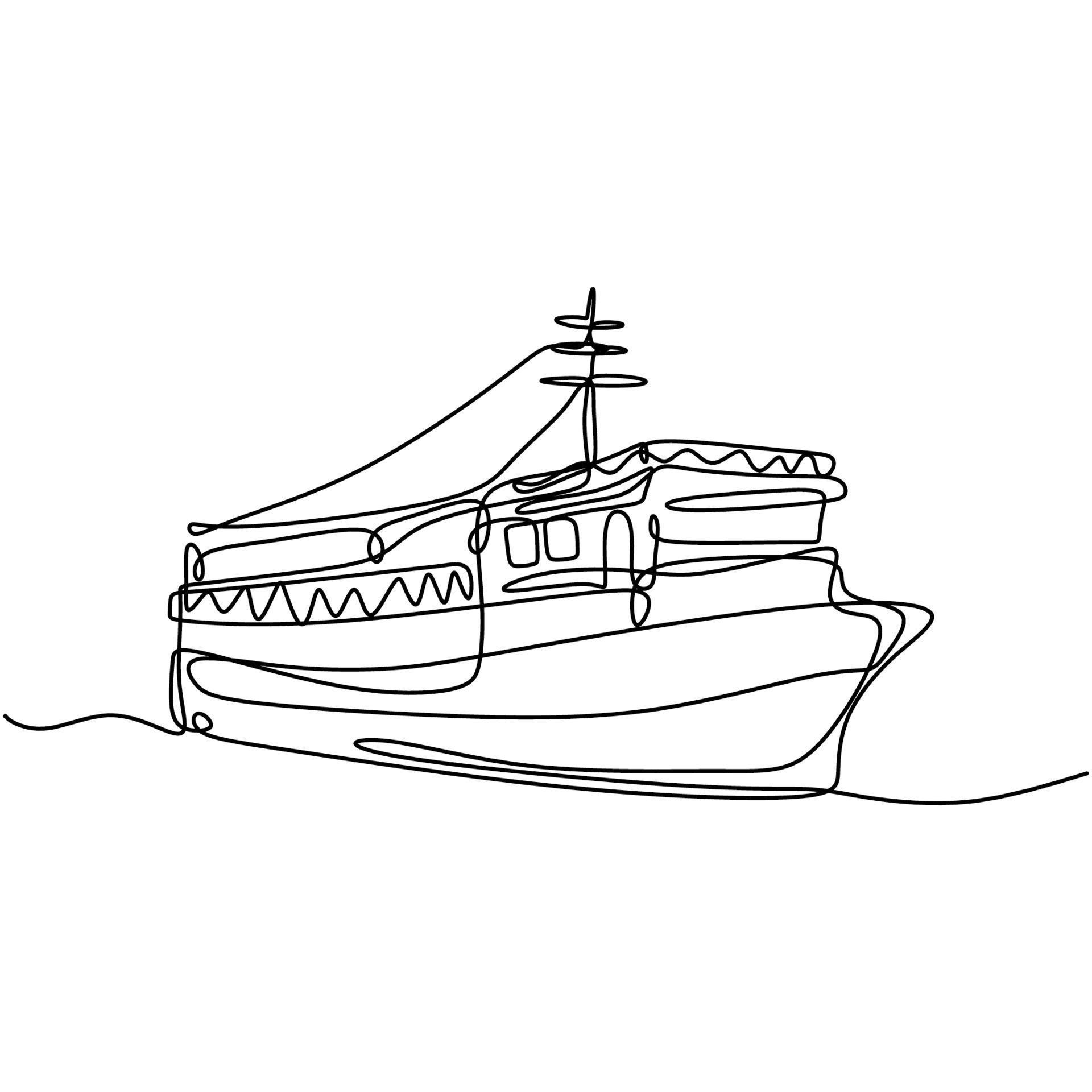 line drawing of cruise ship