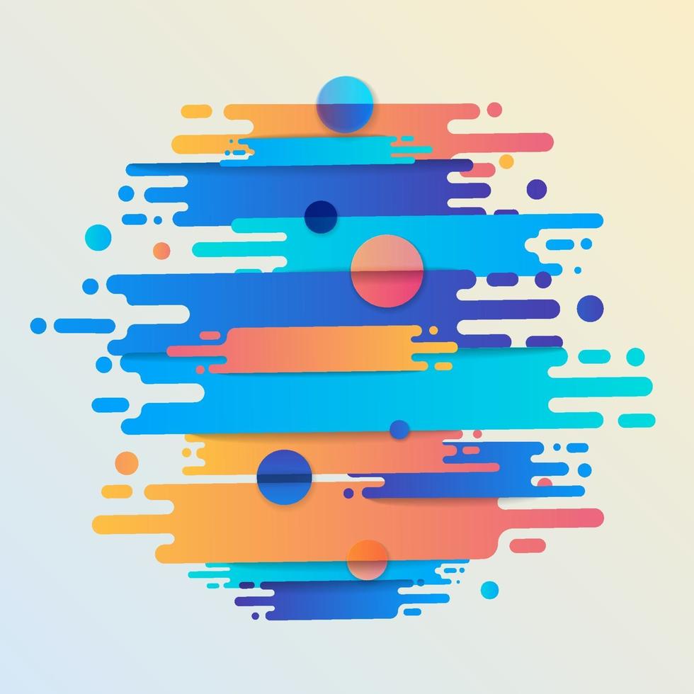 Various colored rounded shapes lines in diagonal rhythm. Vector illustration of dynamic composition. Motion graphic geometric element.