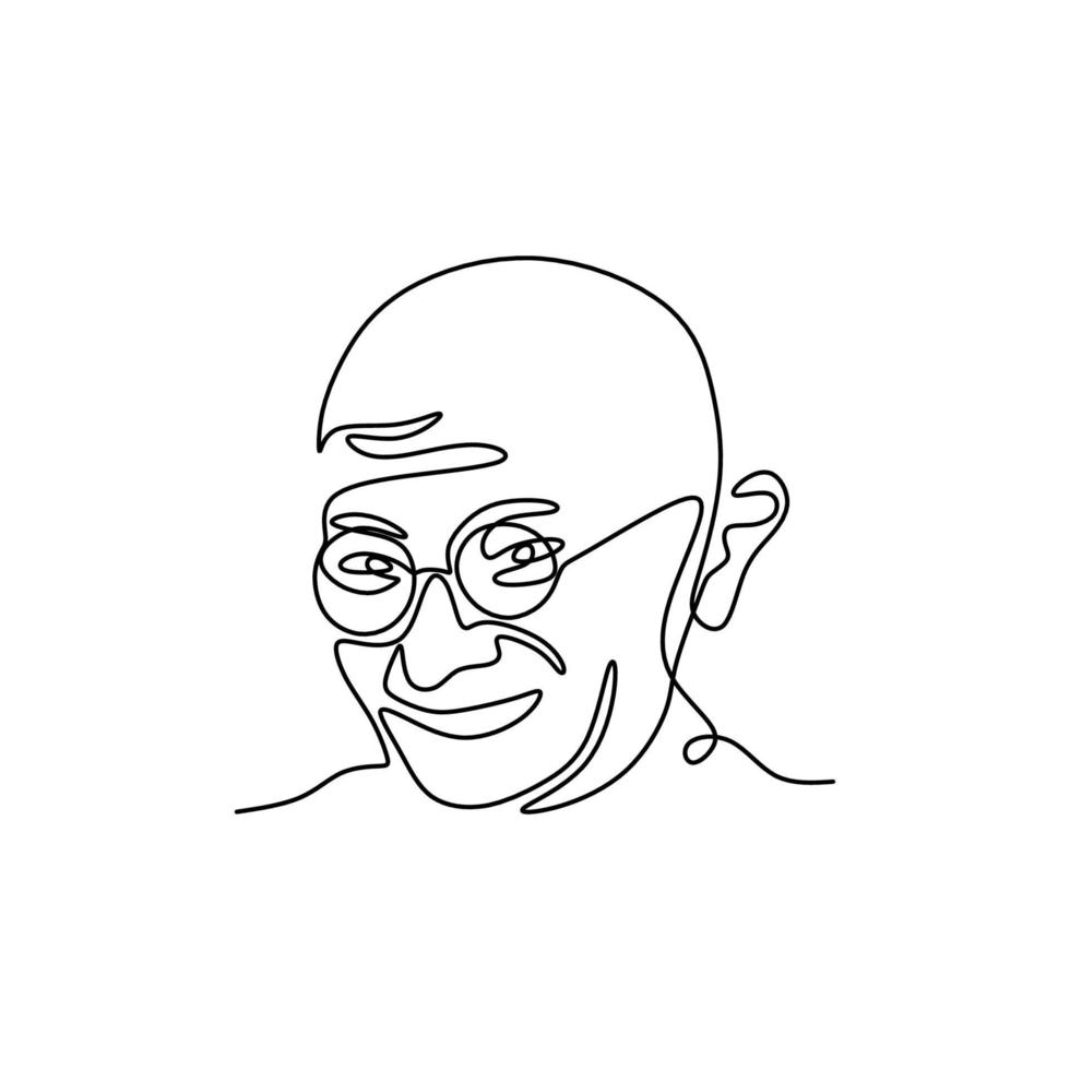 dibujo de línea continua de mahatma gandhi. el líder del movimiento de independencia de la India en la India gobernada por Gran Bretaña. un hombre que empleó la resistencia no violenta. figuras indias. ilustración vectorial vector