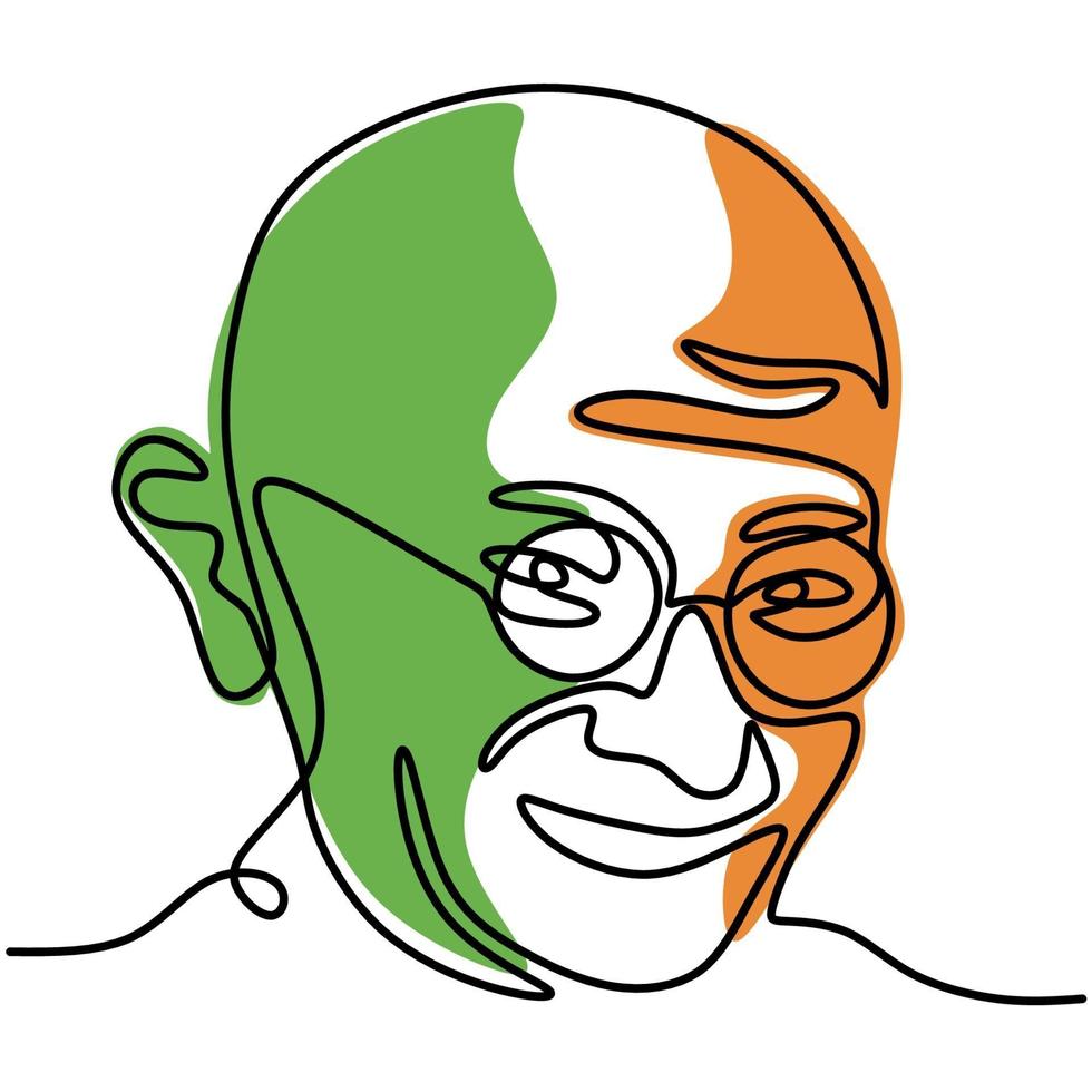 Continuous Line Drawing of Mahatma Gandhi. the Leader of the Indian  Independence Movement in British-ruled India Stock Vector - Illustration of  white, nation: 208863682